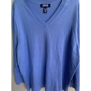 LANDS' END  OutfittersWomen's V-Neck Tunic Sweater - Plus Size 2X - Blue  Sporty
